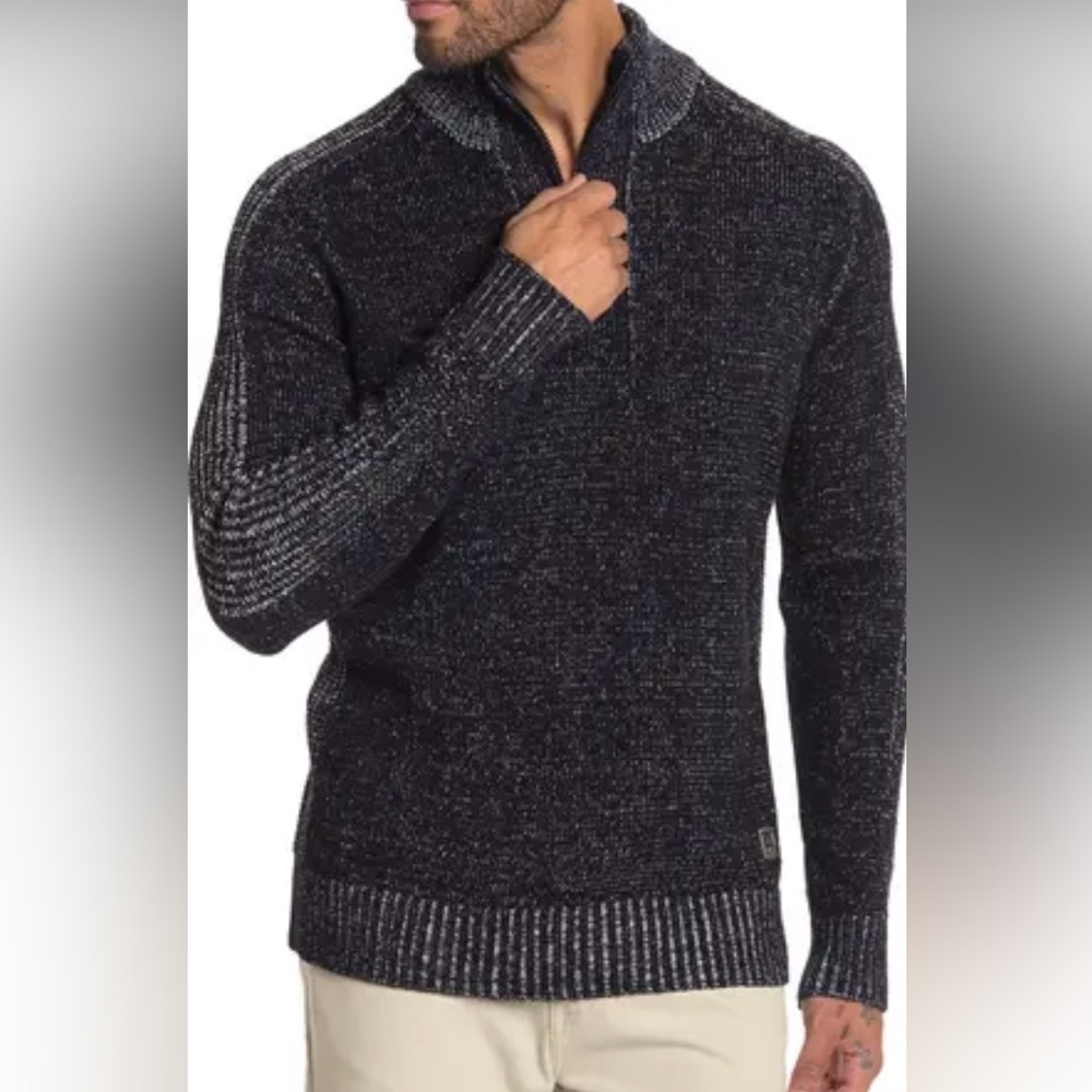 NWT Men’s X-RAY Long Sleeve Quarter Zip Knit Sweater in Navy Marble, Size Small